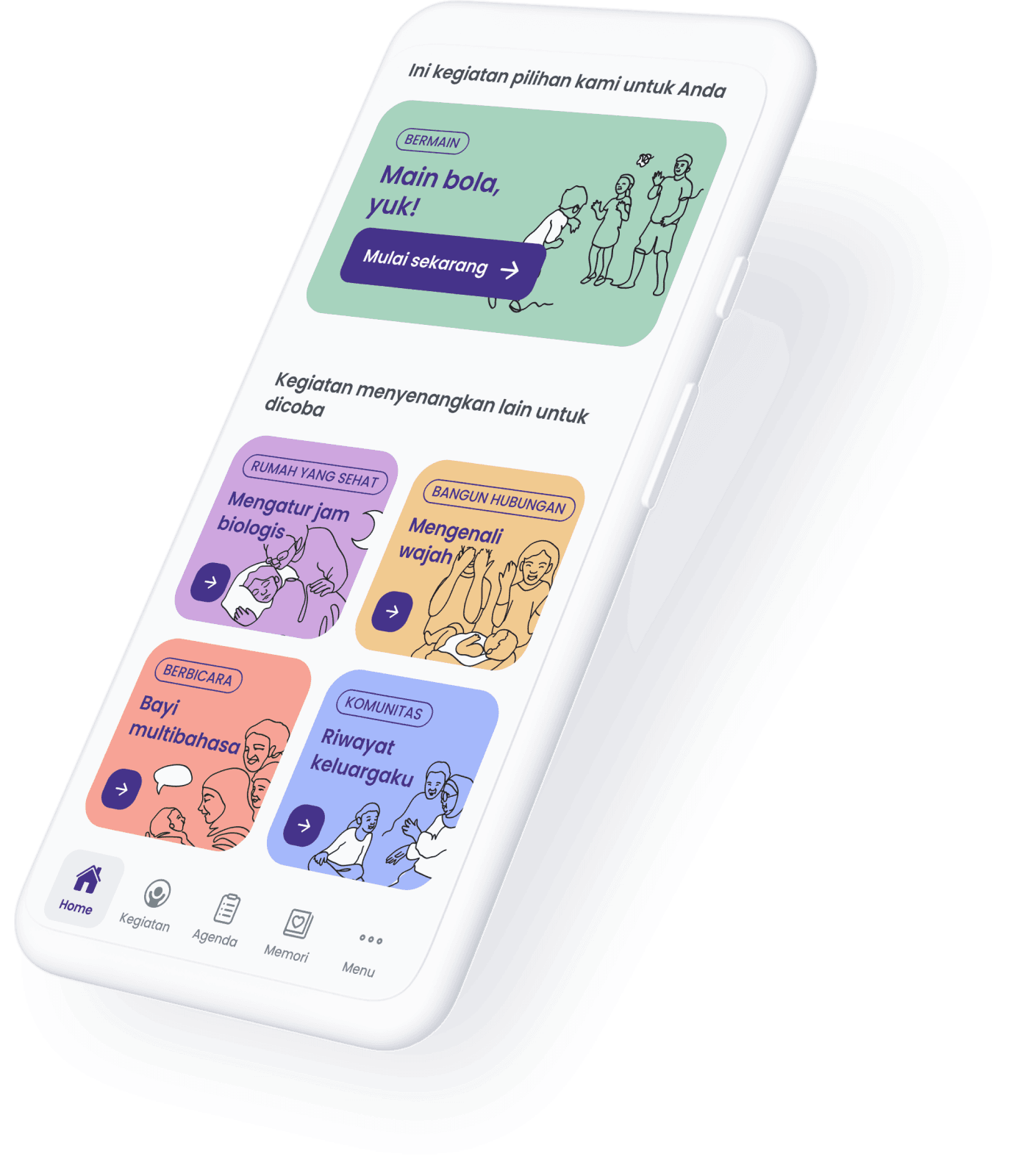 Phone displaying activities to do with your child