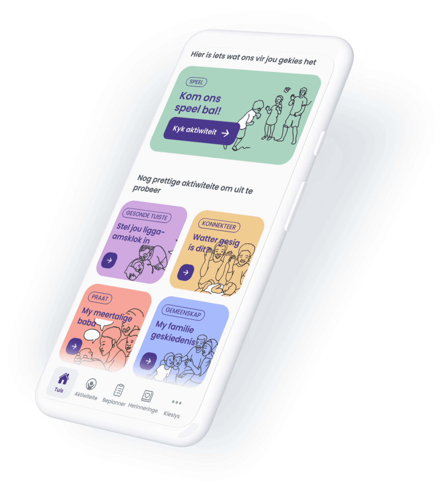 Phone displaying activities to do with your child
