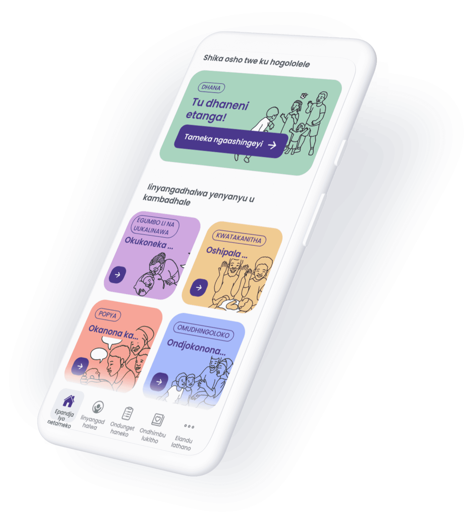 Phone displaying activities to do with your child
